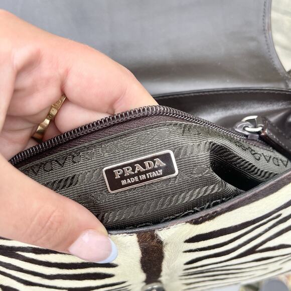 Prada Vintage Zebra Design Pony Hair Shoulder Bag - Picture 12 of 16